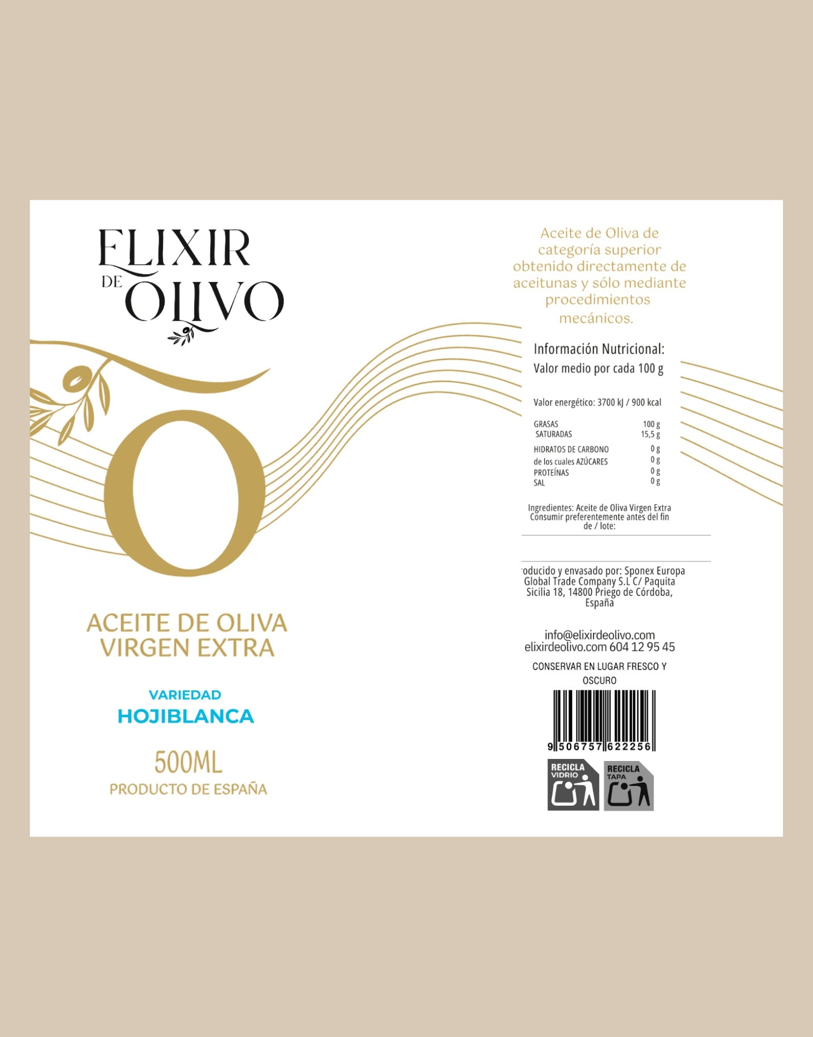 AOVE Hojiblanca 500ml - Imagen 5